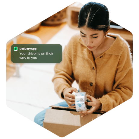 Customer preparing their parcel to be collected by a same day courier