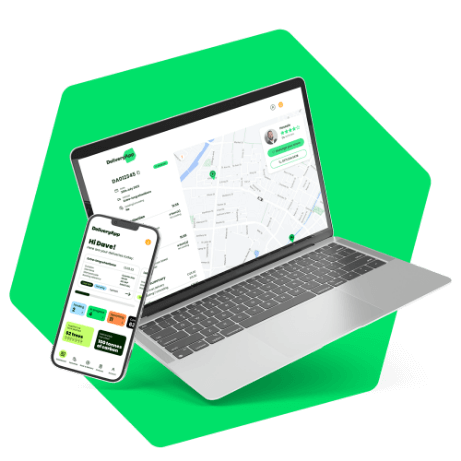 DeliveryApp same day courier tracking on laptop and mobile devices